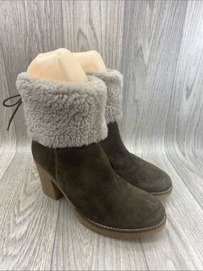 Cordani  Suede Shearling Cuff Block Heel Boots